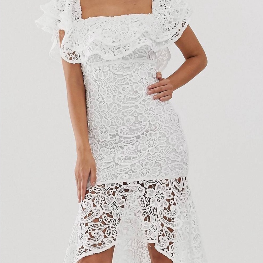 Ruffle Lace Midi Dress